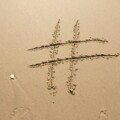 beach footprint hashtag island