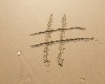 beach footprint hashtag island