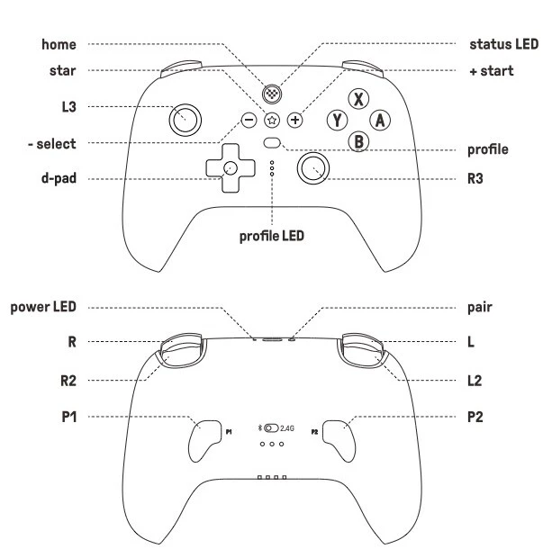 8BitDo 얼티메이트 블루투스 컨트롤러 사용 설명서