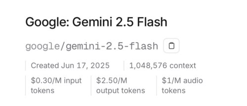 OpenRouter 모델 가성비 비교 - 오픈클로 에이전트 작업 적합 모델 찾기 Google: Gemini 2.5 Flash