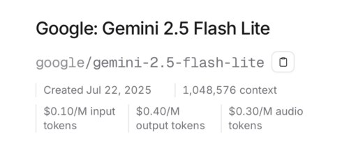 OpenRouter 모델 가성비 비교 - 오픈클로 에이전트 작업 적합 모델 찾기 Google: Gemini 2.5 Flash Lite