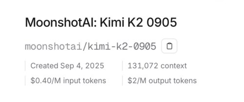 OpenRouter 모델 가성비 비교 - 오픈클로 에이전트 작업 적합 모델 찾기 MoonshotAI: Kimi K2 0905