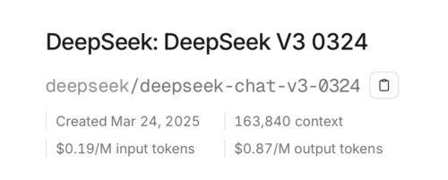 OpenRouter 모델 가성비 비교 - 오픈클로 에이전트 작업 적합 모델 찾기 DeepSeek: DeepSeek V3 0324