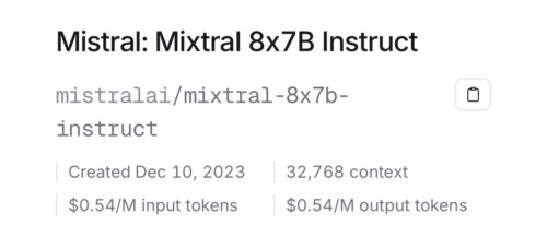 OpenRouter 모델 가성비 비교 - 오픈클로 에이전트 작업 적합 모델 찾기 Mistral: Mixtral 8x7B Instruct